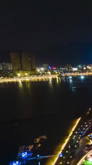 航拍珠海大剧院日月贝夜景移动延时摄影过渡镜头10秒视频