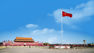 4K北京天安门升国旗背景60秒视频