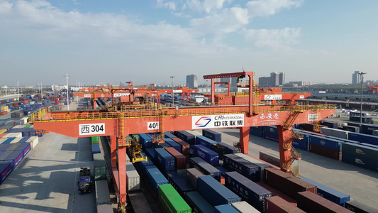 西安港务区西安国际港一带一路口岸物流运输贸易5视频