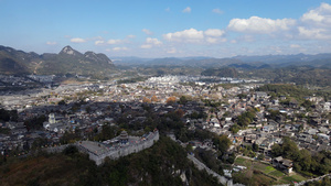 航拍贵州青岩古镇5A景区全景44秒视频