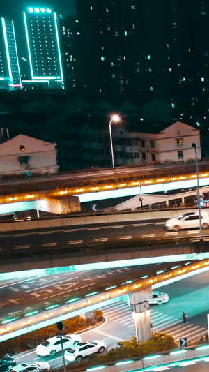 立交桥枢纽夜景航拍高架夜景航拍29秒视频