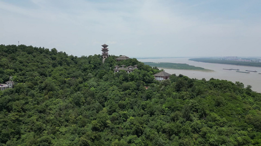 航拍湖北鄂州西山风景区4A景区视频