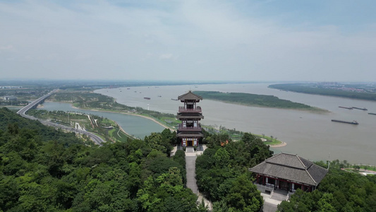 航拍湖北鄂州西山风景区4A景区视频