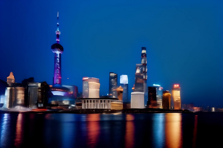 上海外滩黄浦江东方明珠夜景视频