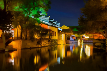 浙江南浔古镇夜景视频