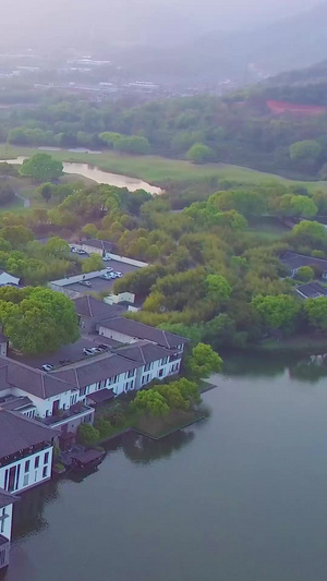 杭州市富阳区富春山居度假村酒店航拍照片特色酒店32秒视频