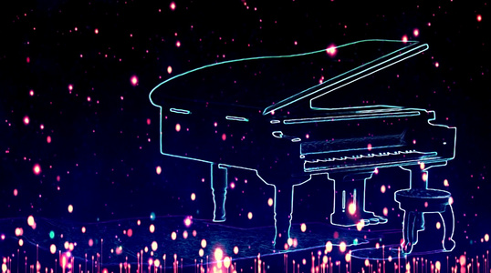 浪漫舞台线性钢琴光效粒子背景视频视频