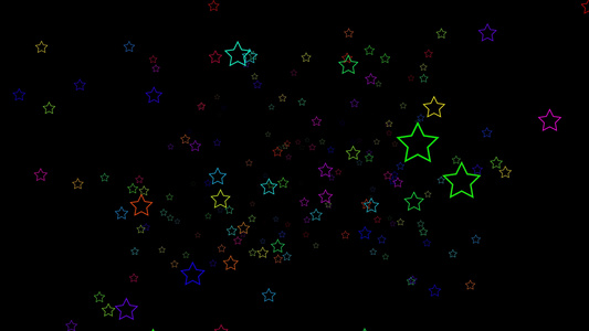 4k彩色卡通五角星冲屏背景视频星星粒子视频