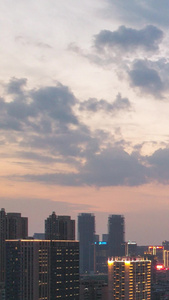 航拍延时摄影城市夕阳落日晚霞天空夜景灯光素材城市素材视频