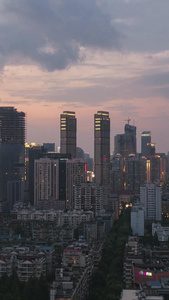 航拍延时摄影城市夕阳落日晚霞天空夜景灯光素材天空素材视频