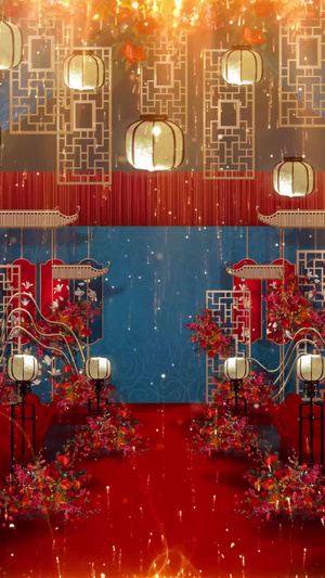 中式婚礼舞台背景视频中国风20秒视频