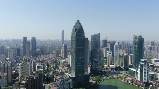  航拍湖北武汉汉口金融中心视频