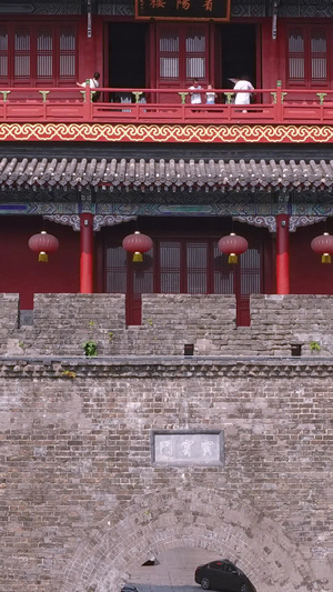 素材延时摄影航拍荆州古城宾阳楼历史素材10秒视频