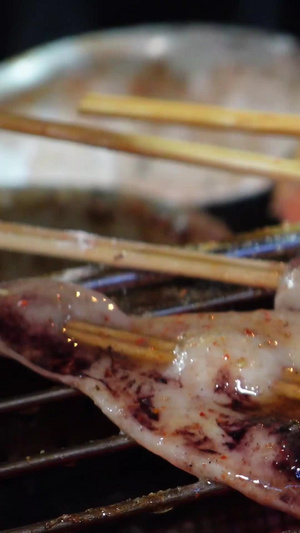 美食宵夜海鲜烧烤鱿鱼素材烧烤素材53秒视频