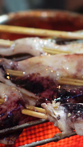 美食宵夜海鲜烧烤鱿鱼素材美食素材视频