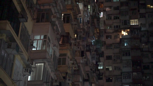 香港住宅楼夜景视频