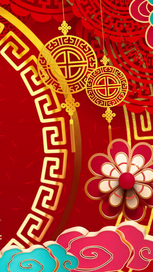 中国风新年春节春字喜庆背景视频中国年40秒视频