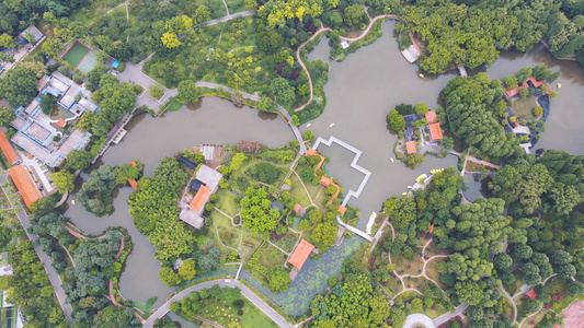 航拍城市风光中心花园旅游素材城市绿化健康环保素材[选题]视频