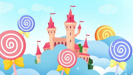 4K卡通糖果城堡六一儿童视频背景视频