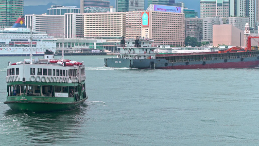 4K香港维多利亚港轮船实拍视频