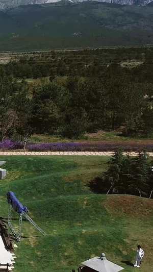 云南丽江雪山峡谷公园表演航拍无人机97秒视频