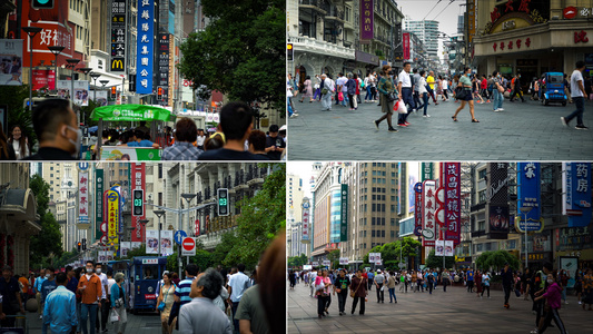 4K实拍南京路商业步行街人群【该视频无肖像权，请勿商用】视频