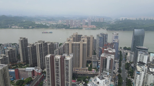  航拍湖北宜昌城市建设城市天际线宣传片视频