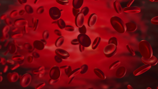 逼真的动画动脉中的红细胞在体内流动医疗人体保健红细胞视频