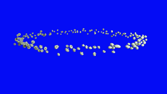 白蘑菇在圆圈中飞行高视无缝环绕蓝屏幕染色体视频