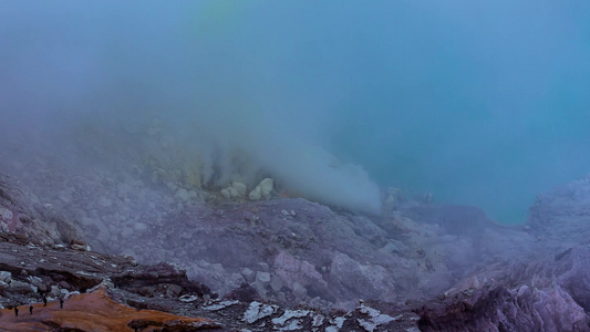 Kawahijen火山口火山坑标志性自然地标4k时间视频