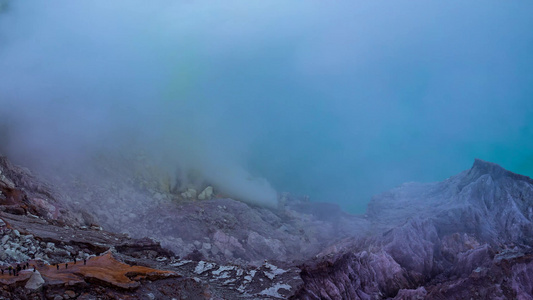 Kawahijen火山口火山坑标志性自然地标4k时间视频