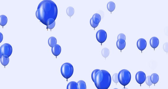 在黑暗背景下飞行的蓝色气球动画周年或快乐的周日视频