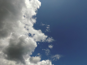 白云漂浮在天空中变成雷声团——时间折叠4k14秒视频