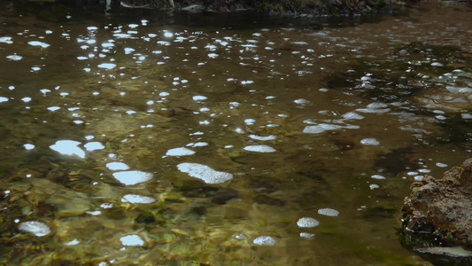 纯净的淡水从岩石下流出溪流中有淡水视频