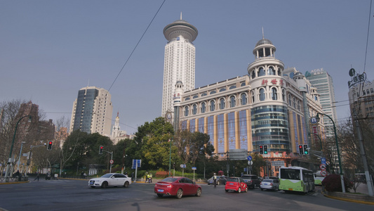 上海南京东路新世界车流4K视频