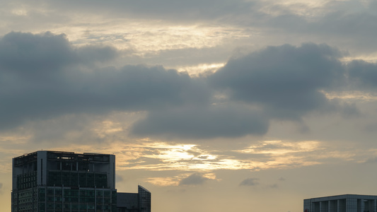 8k素材延时摄影城市商务区夕阳晚霞天空素材视频