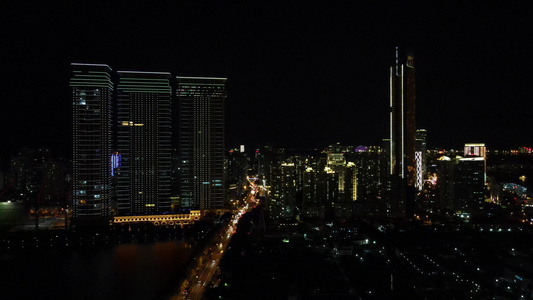 福建厦门城市夜景交通航拍视频