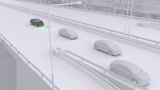 3d新能源汽车智能AI安全距离动画视频