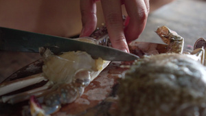 用刀切螃蟹开胃菜28秒视频