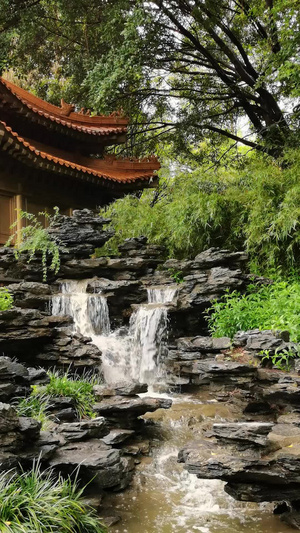 中国风古建筑亭院园林山水空镜竖屏竖版本视频35秒视频