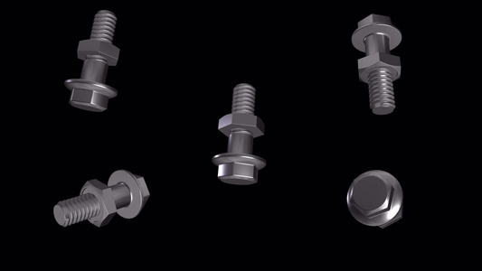 4ps位置螺栓和螺母紧固螺母和螺栓金属灰色的动画没有视频