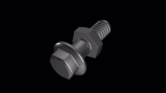 螺栓和螺母紧固螺母和螺栓金属灰色的动画螺栓处于一个视频