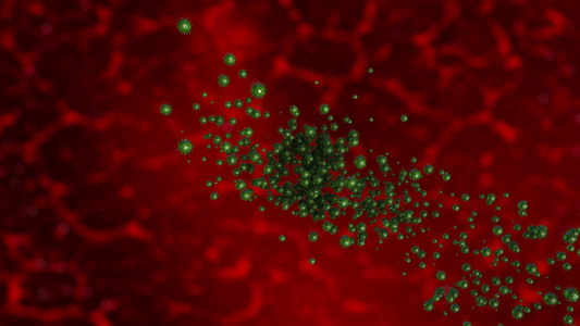 Corona病毒绿色细胞飞来形成19文本视频