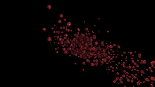 Corona病毒红细胞飞来形成19文本阿尔法频道视频