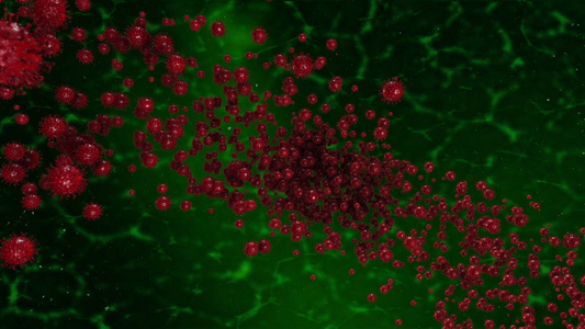 抗绿色的Corona病毒细胞飞向形成19文本视频