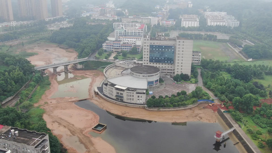 航拍湖南邵阳学院校区视频