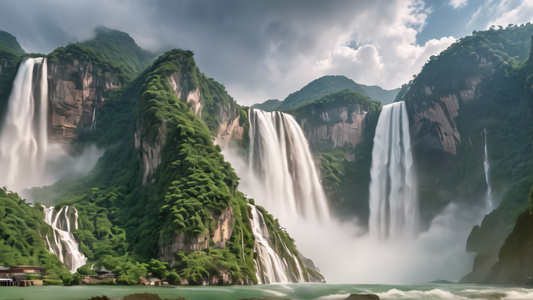 航拍中国三峡瀑布风景视频