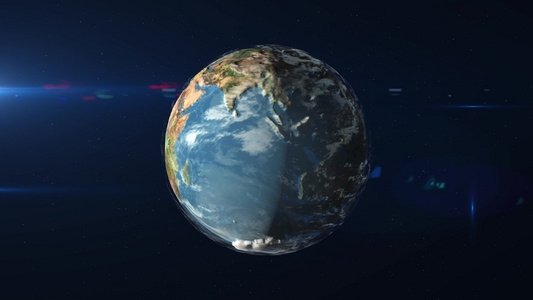 从太空看到的地球动画地球在黑暗背景下的卫星视图上旋转视频