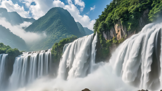 航拍中国三峡瀑布风景视频