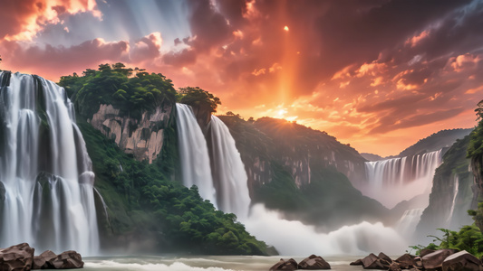 航拍中国三峡瀑布风景视频